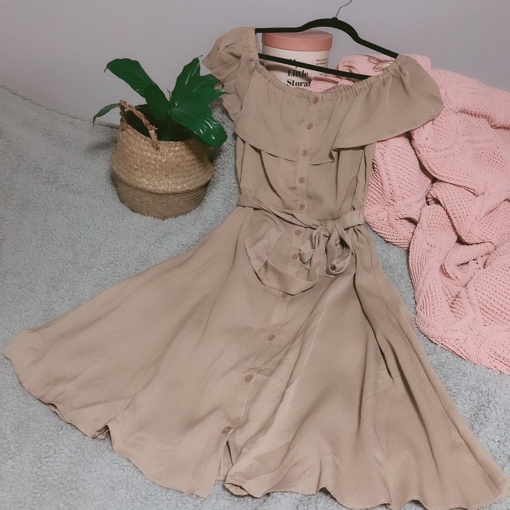 NWT! Off the Shoulder Shirt Midi Dress